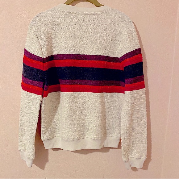 Faherty Vista cream stripe pullover Crewneck cotton looped sweater XS NWT - Picture 9 of 13
